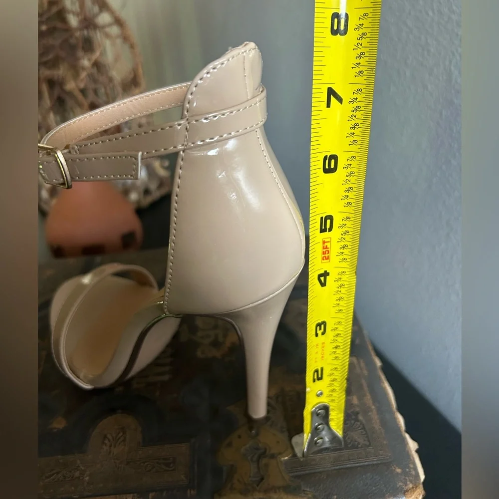 My Delicious Shoes Tyrell Beige Strap Patent Heels - Picture 8 of 12